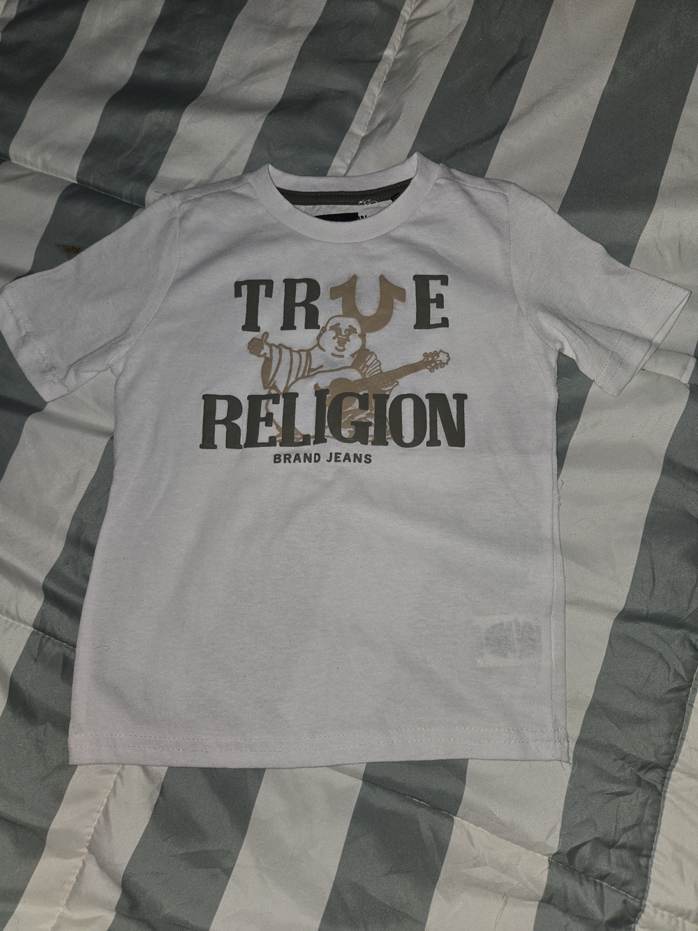 Brand New True Religion White Tee with Tan Logo
